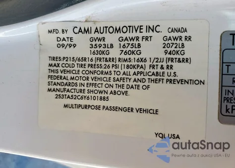 2000 Suzuki Vitara Jlx from USA, damaged, VIN 2S3TA52C6Y6101885